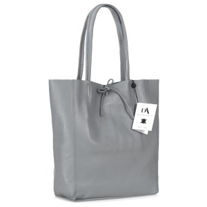 Geanta shopper din piele naturala DiAmanti Luisa Gri